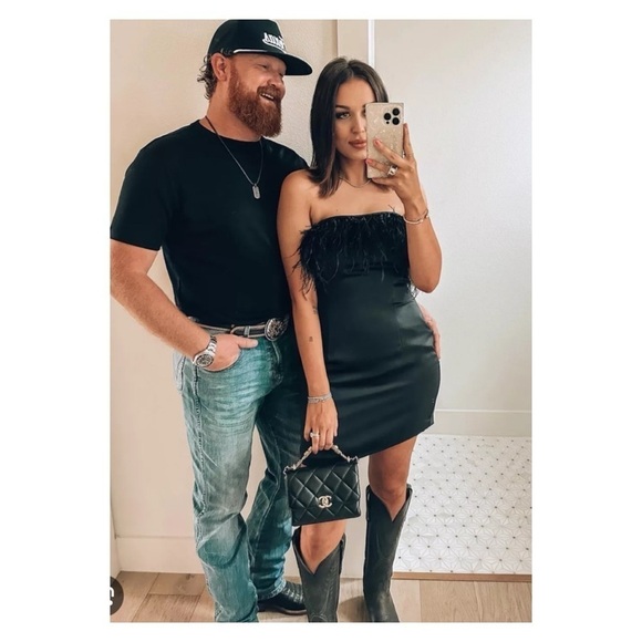 RAMY BROOK Black Aurelia Strapless Feather Trim Mini Cocktail Dress Size 2 LBD - Picture 2 of 12